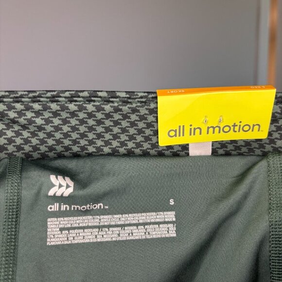 ALL IN MOTION NEW Skort Womens Small Green Black Houndstooth Stretch High-Rise - Picture 5 of 5